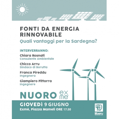 Fonti da energia rinnovabile: quali vantaggi per la Sardegna? Convegno organizzato da Liberu.